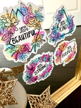 Load image into Gallery viewer, Floral Positive Affirmation Mirror Clings
