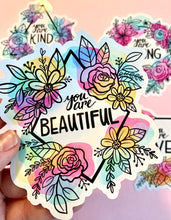 Load image into Gallery viewer, Floral Positive Affirmation Mirror Clings
