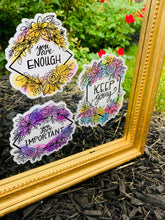 Load image into Gallery viewer, Floral Positive Message Mirror Clings
